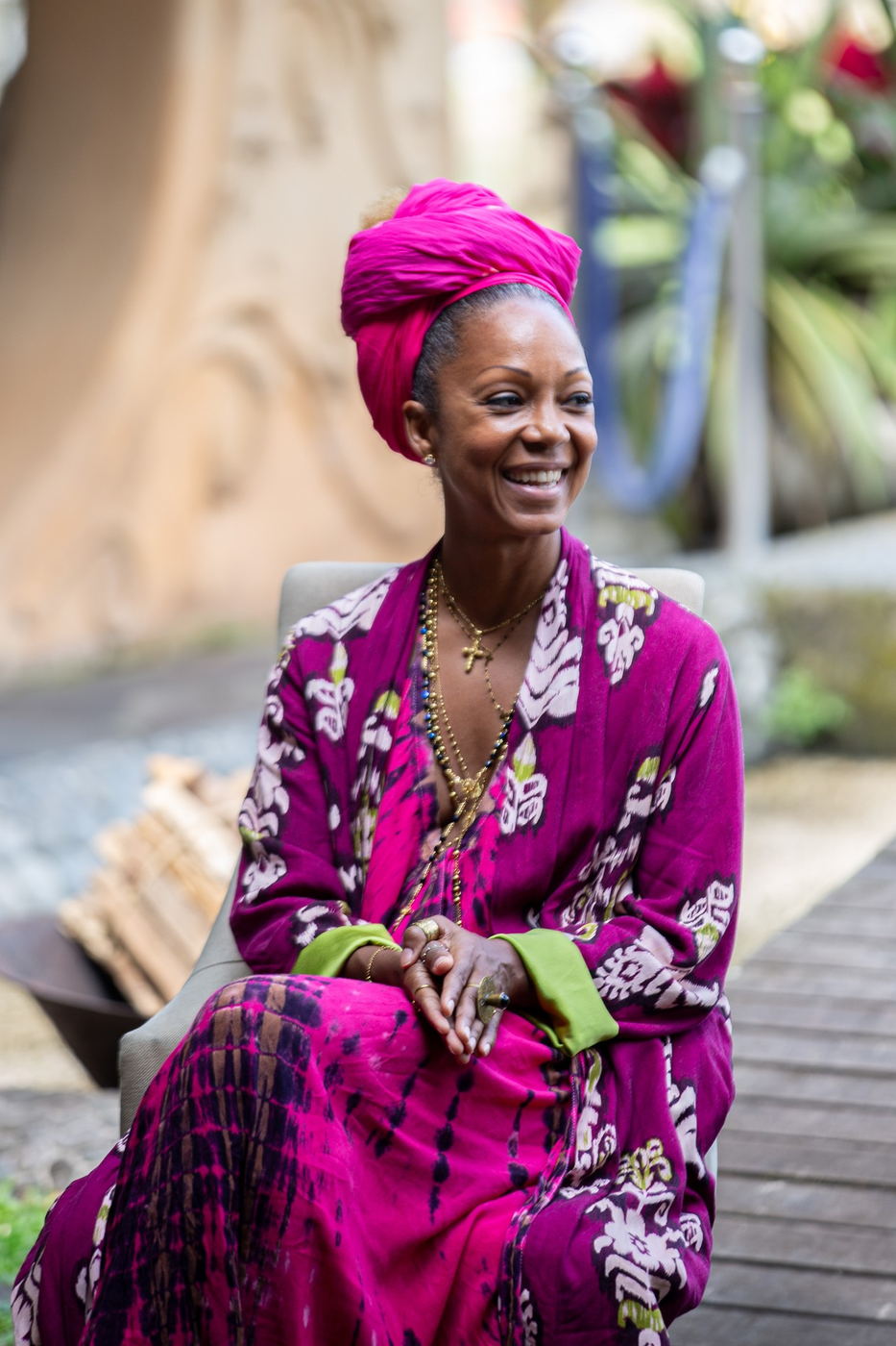 Swaady Martin seated at the salon