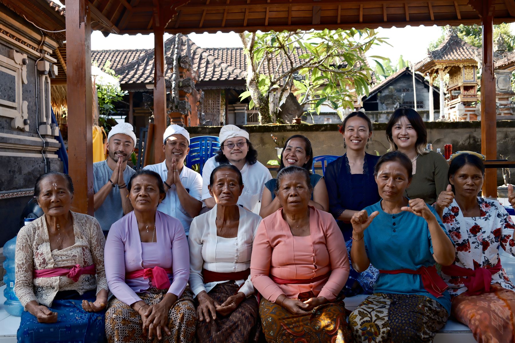 The spice makers with visiting guests in the family compound